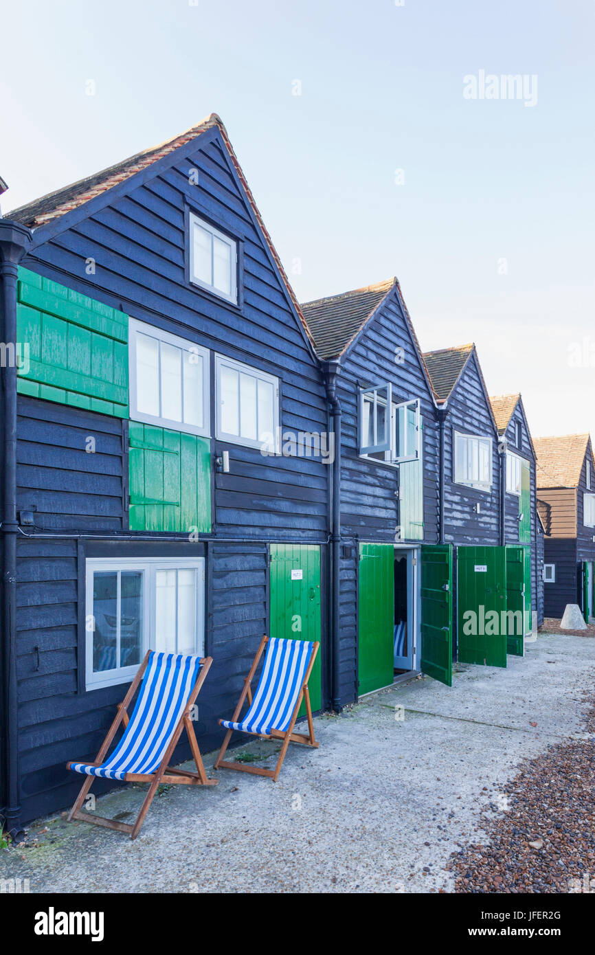 England, Kent, Whitstable, Converted Fishermen's Huts Stock Photo