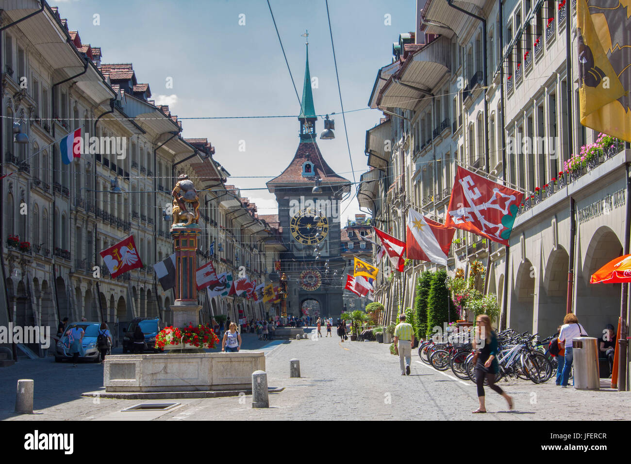 Switzerland, Bern City, Kramgasse Street, Old Town Stock Photo