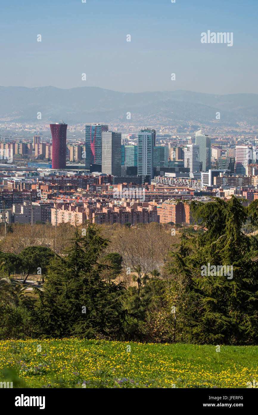 Spain, Catalonia, Barcelona metropoly, Hospitalet City Skyline, Europa Square Area Stock Photo
