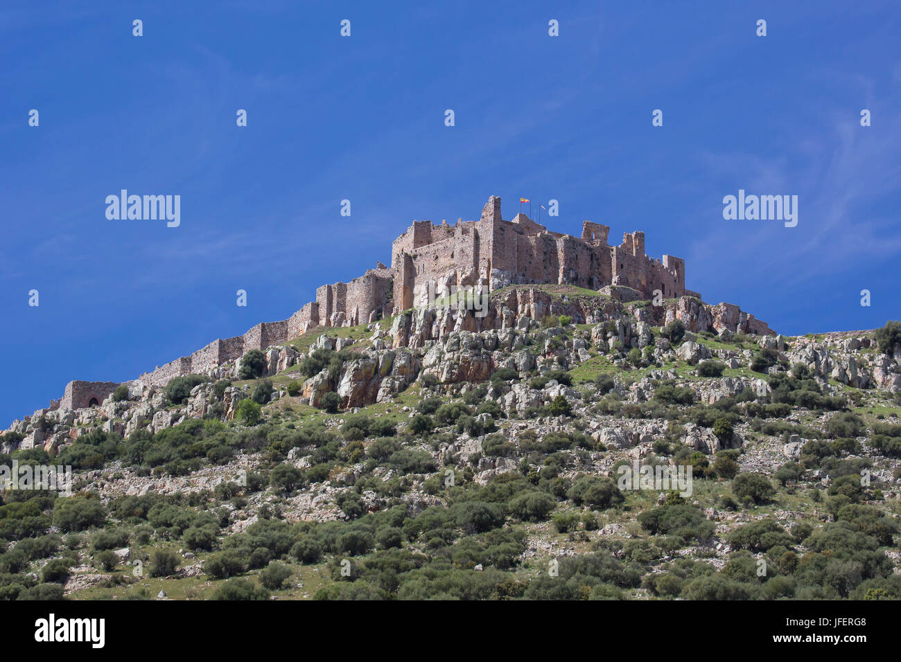 Spain, Castilla La Mancha Region, Ciudad Real Province, Calatrava Castle, Stock Photo