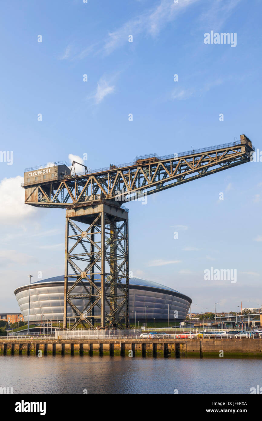 Scotland, Glasgow, Clydebank, Finnieston Crane and Scottish Exhibition and Conference Centre aka SECC Stock Photo