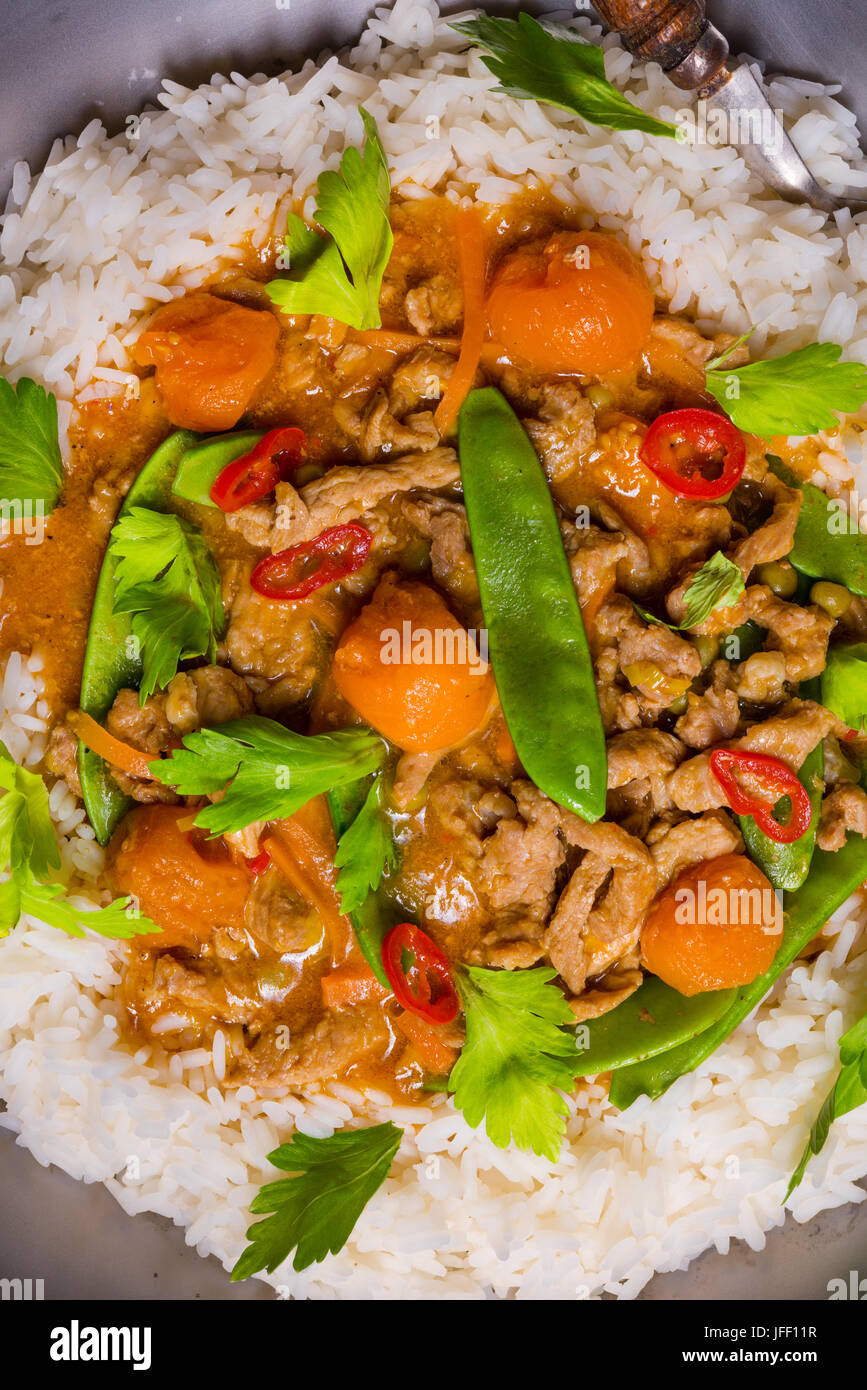 Veal Fricassee with rice Stock Photo Alamy