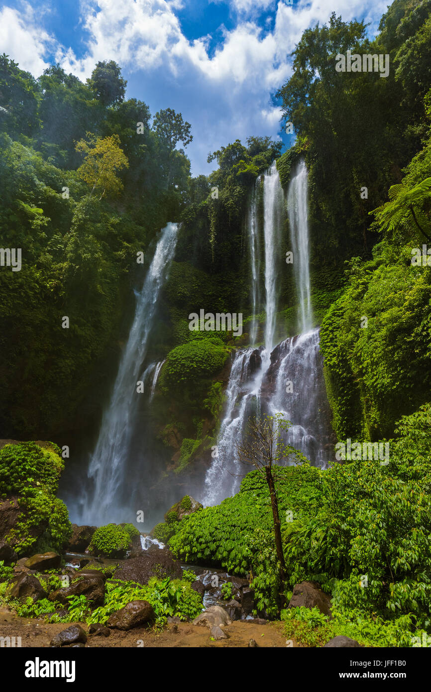 Sekumpul waterfall - Bali island Indonesia Stock Photo