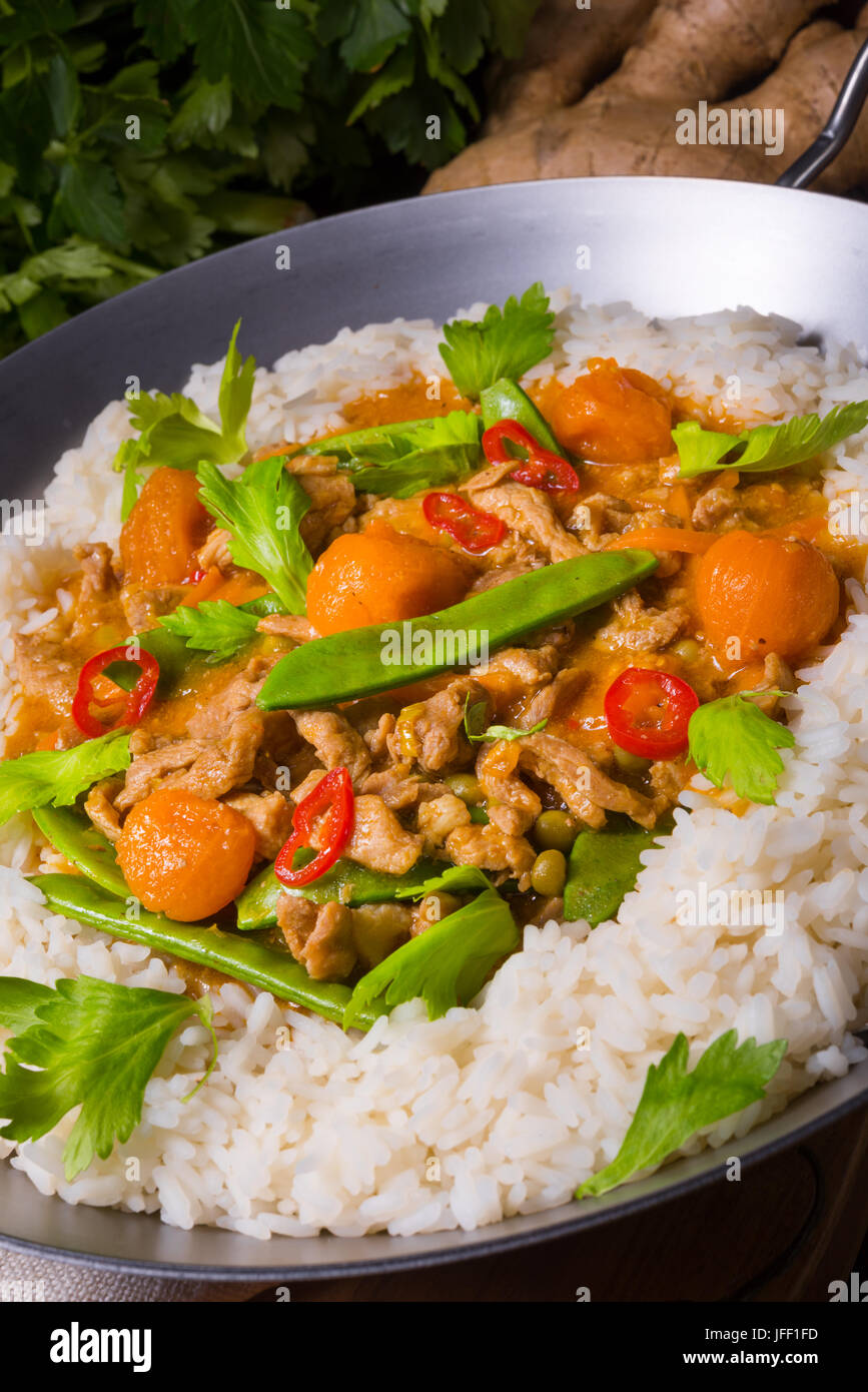 Veal Fricassee with rice Stock Photo Alamy