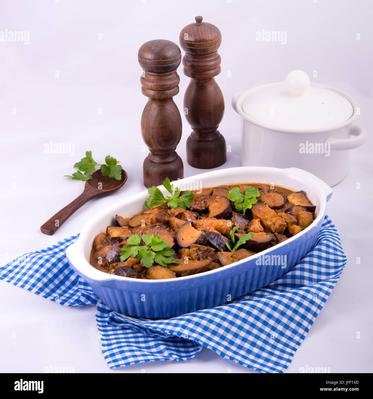 Eggplant casserole - Melitzana Me Kreas Stock Photo