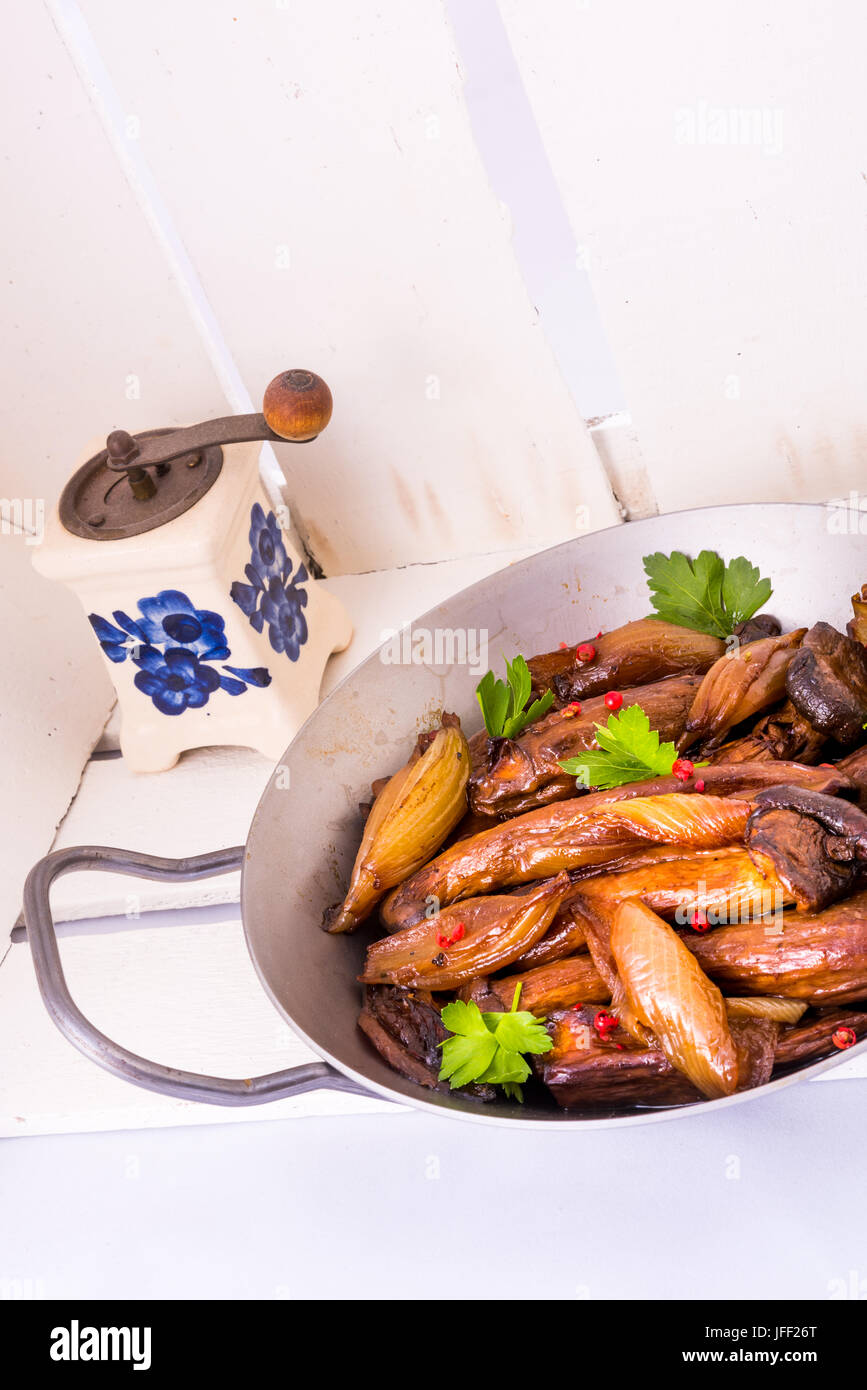 Roasted King Oyster Mushrooms Stock Photo Alamy