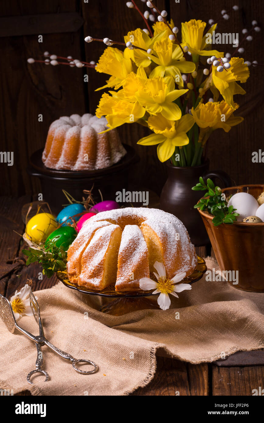 easter eggs and daffodils Stock Photo Alamy