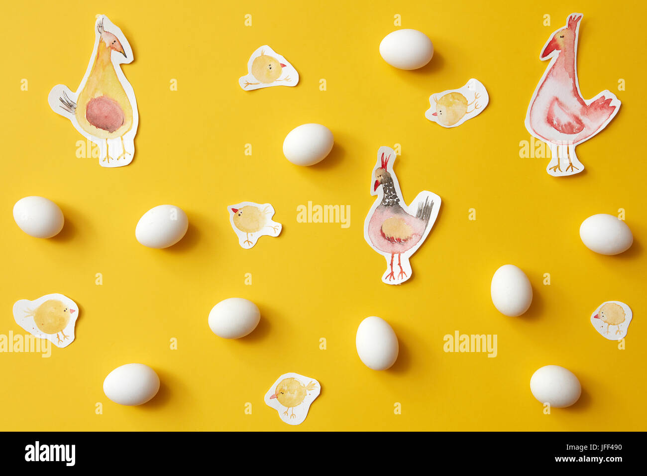 eggs and painted chickens Stock Photo Alamy