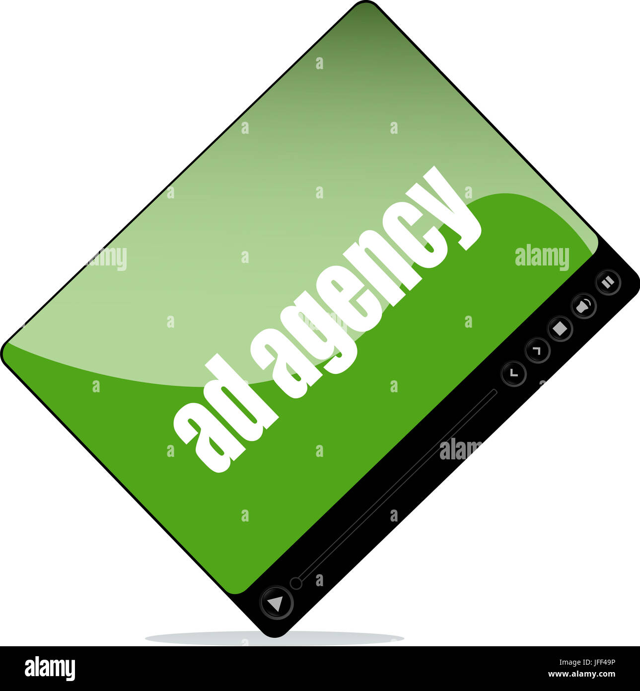 Video player for web with ad agency words Stock Photo
