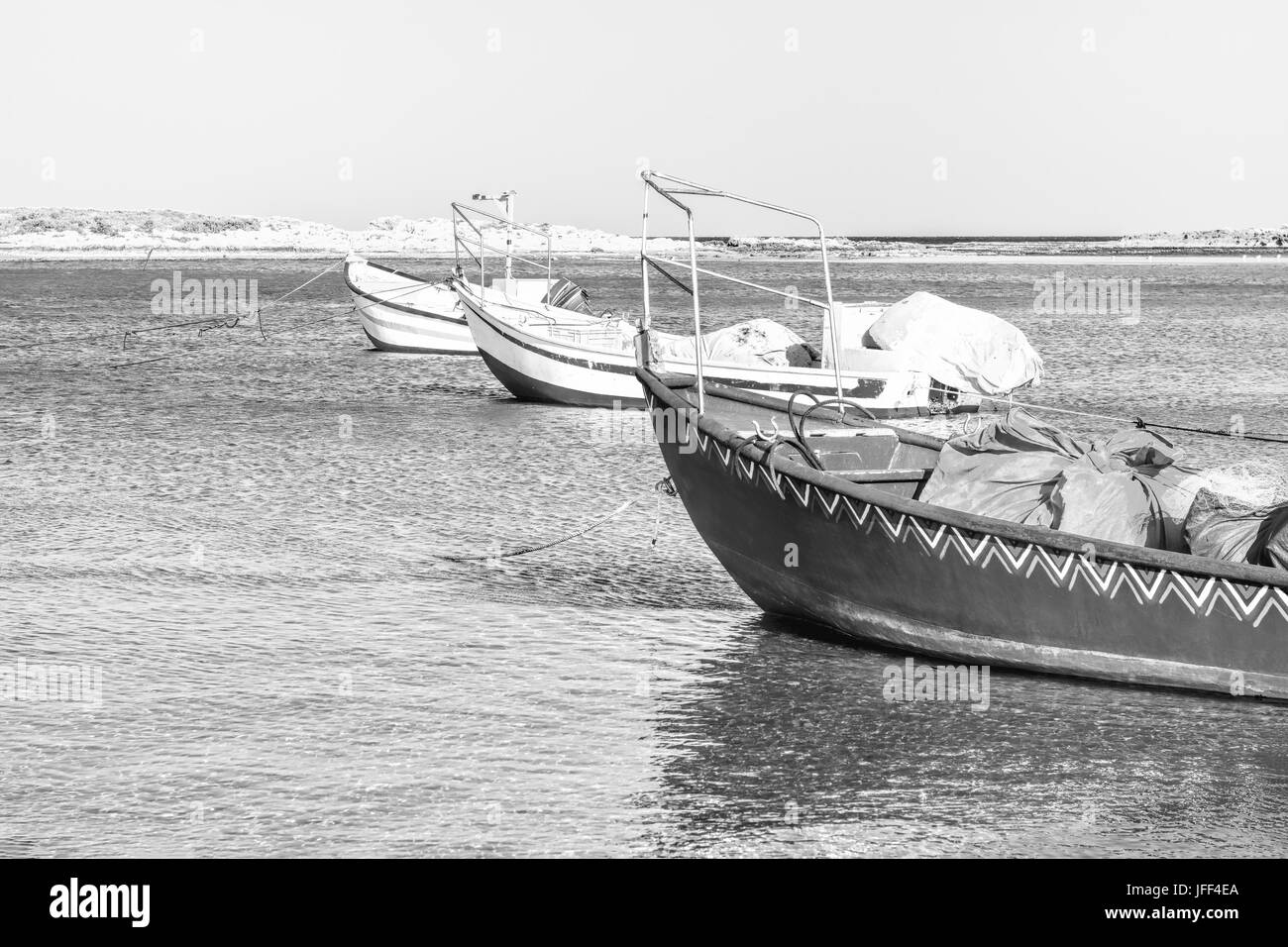 Motor Boats at the Beach Stock Photo