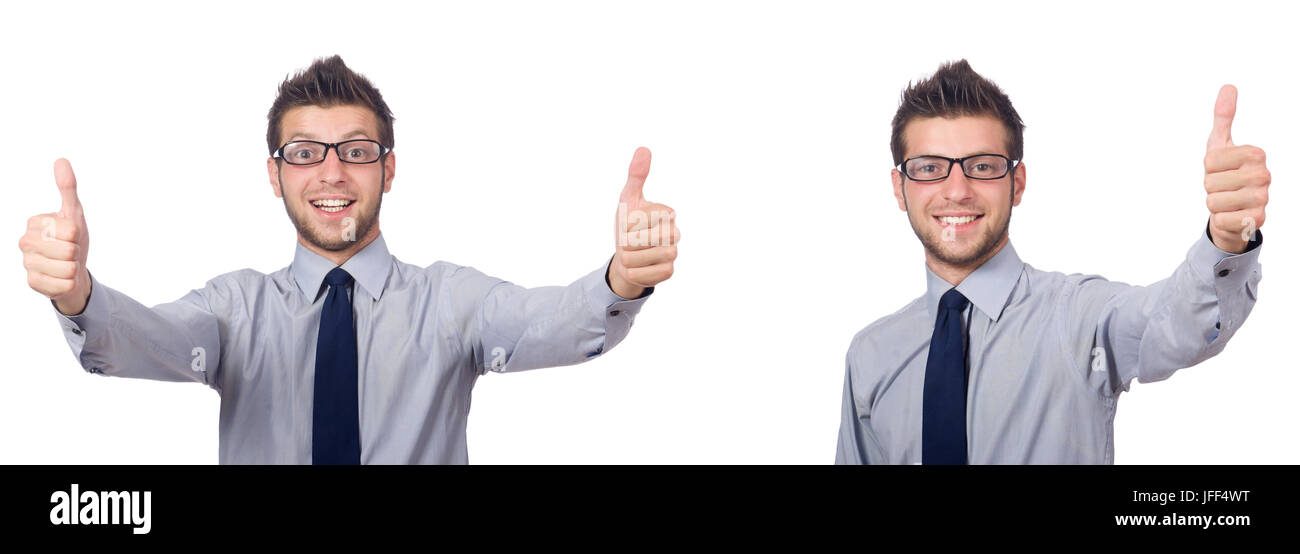 Businessman isolated on the white background Stock Photo - Alamy