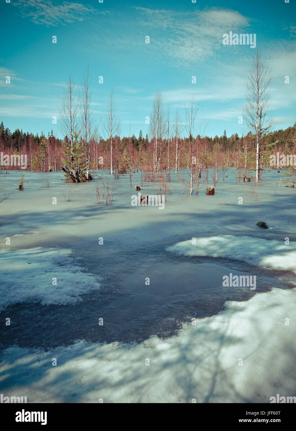 Snowy spring landscape Stock Photo - Alamy