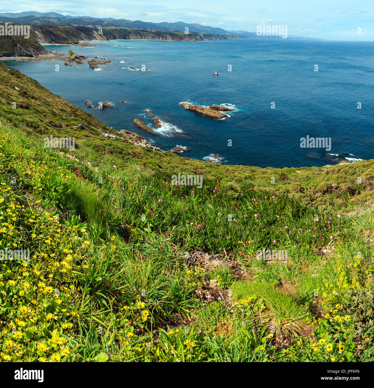 Cape Vidio coastline (Asturias coast, Spain). Stock Photo