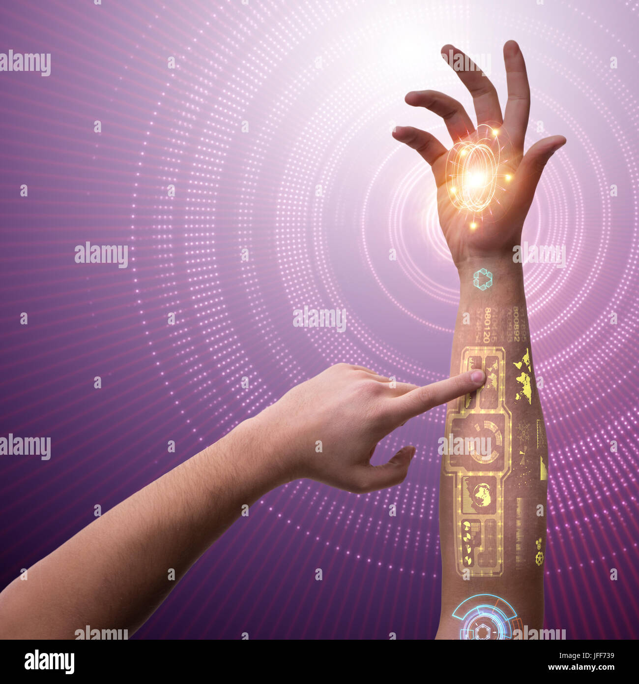 Human robotic hand in futuristic concept Stock Photo Alamy