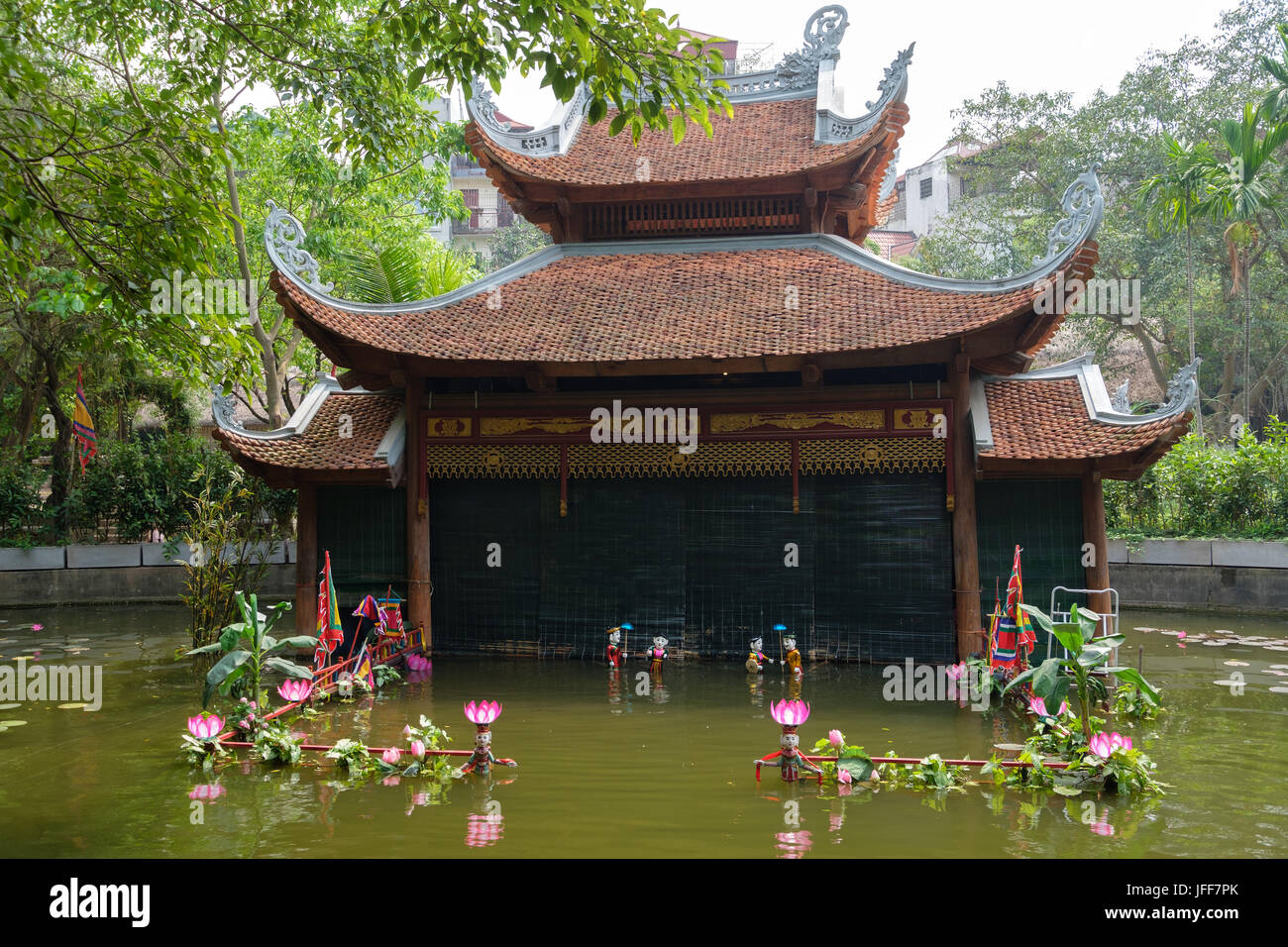 Water puppet theatre performance in Hanoi, Vietnam, Asia Stock Photo
