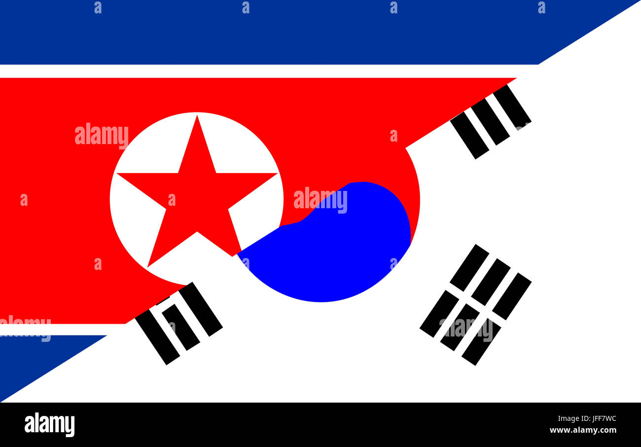 north south korea flag Stock Photo