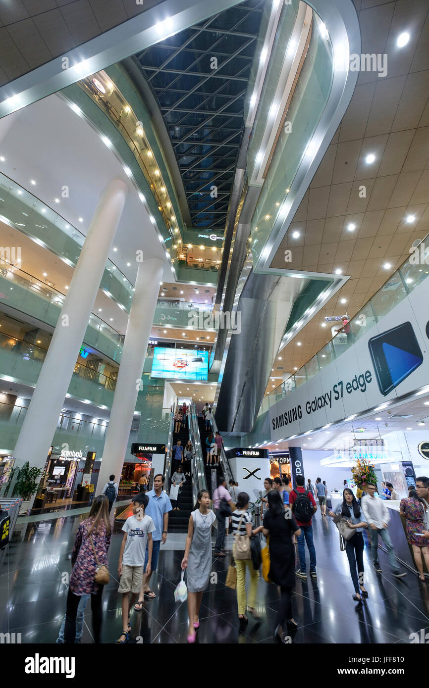 Shopping mall inside the Bitexco Financial Tower in Ho Chi Minh city, Vietnam, Asia Stock Photo