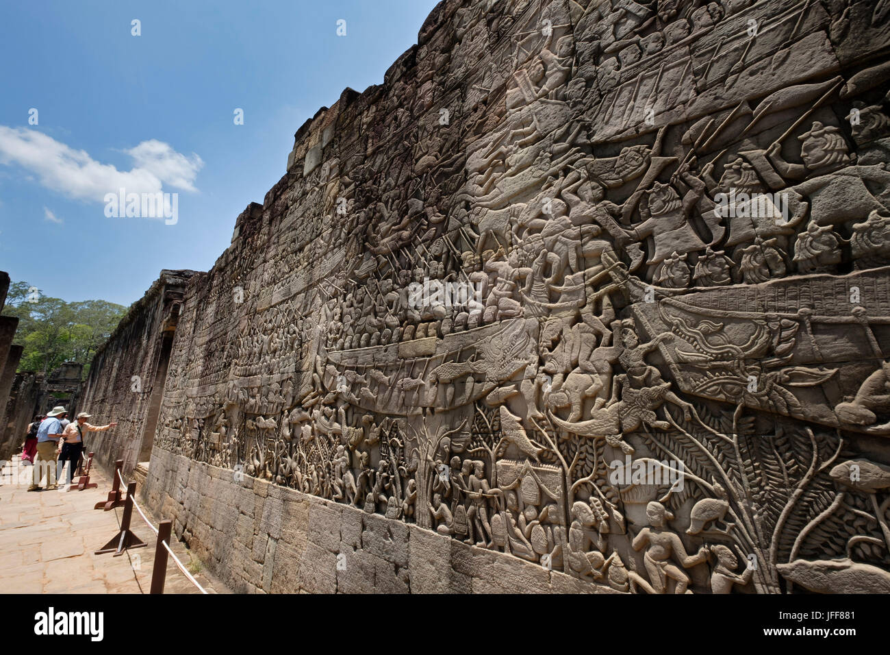 Bas relief sculpture wall at Bayon Temple, Cambodia, Asia Stock Photo