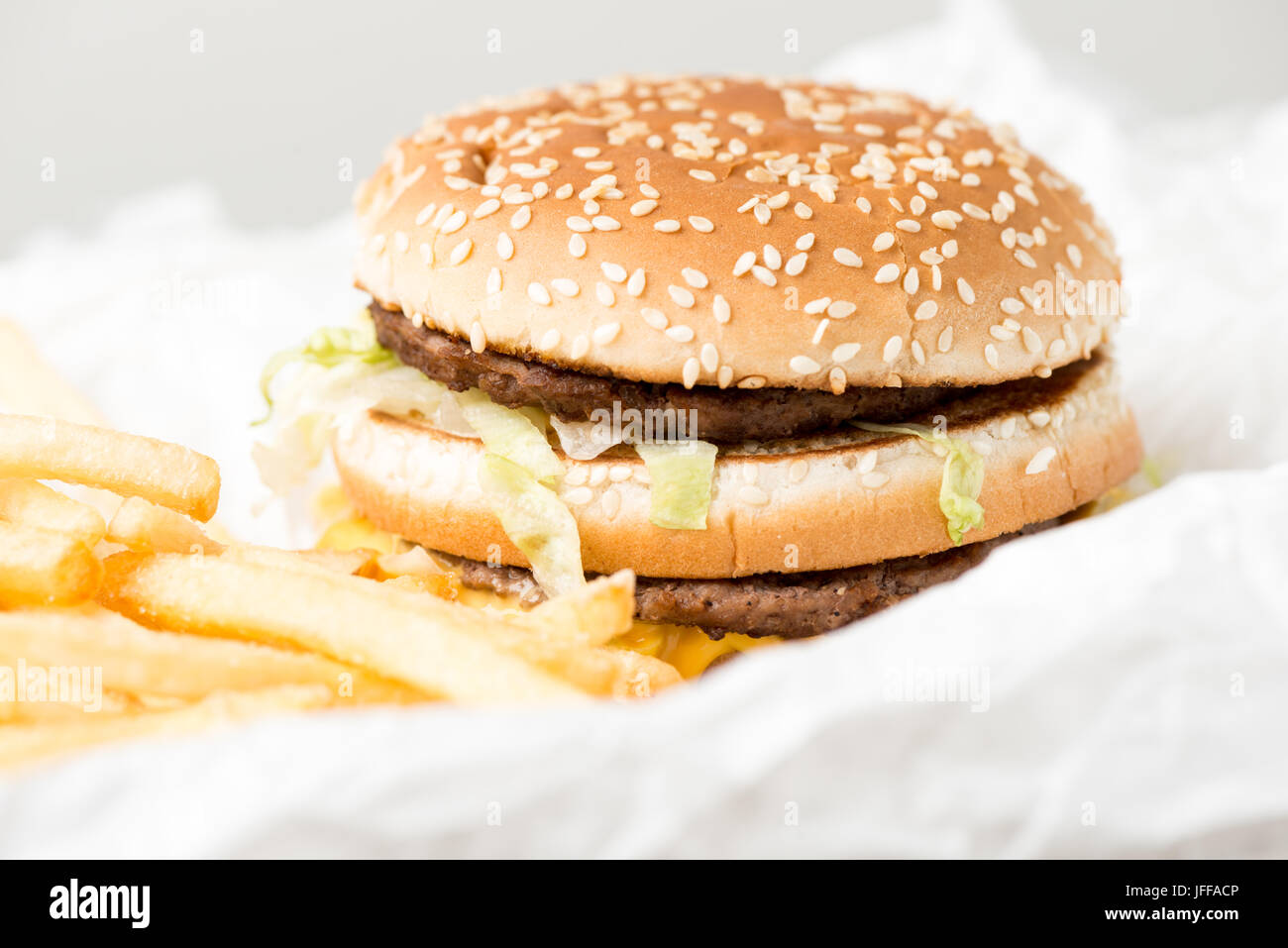 Double burger from McDonalds Stock Photo