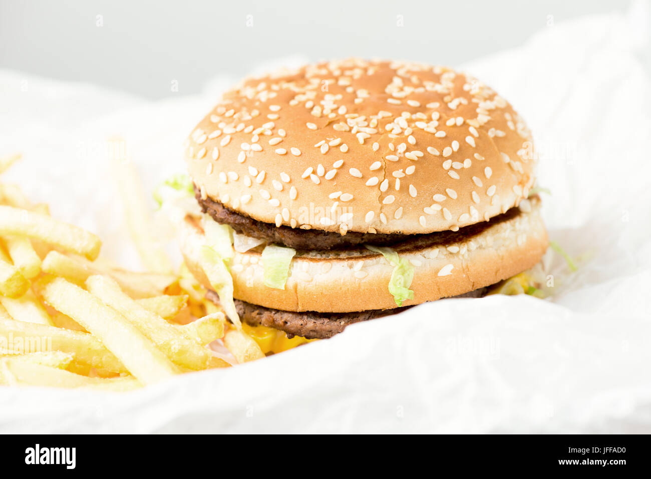 Double burger from McDonalds Stock Photo