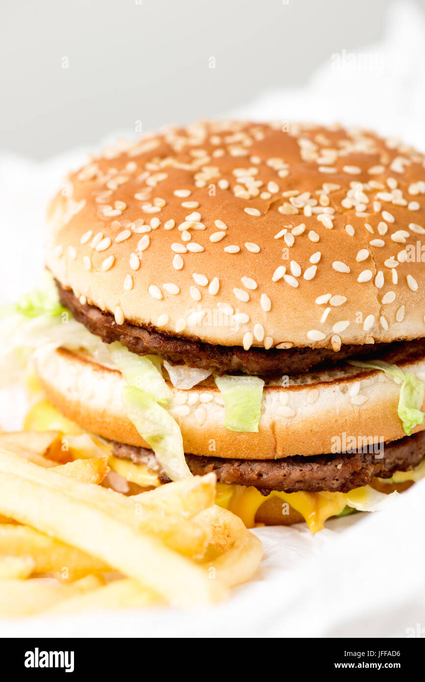 Double burger from McDonalds Stock Photo