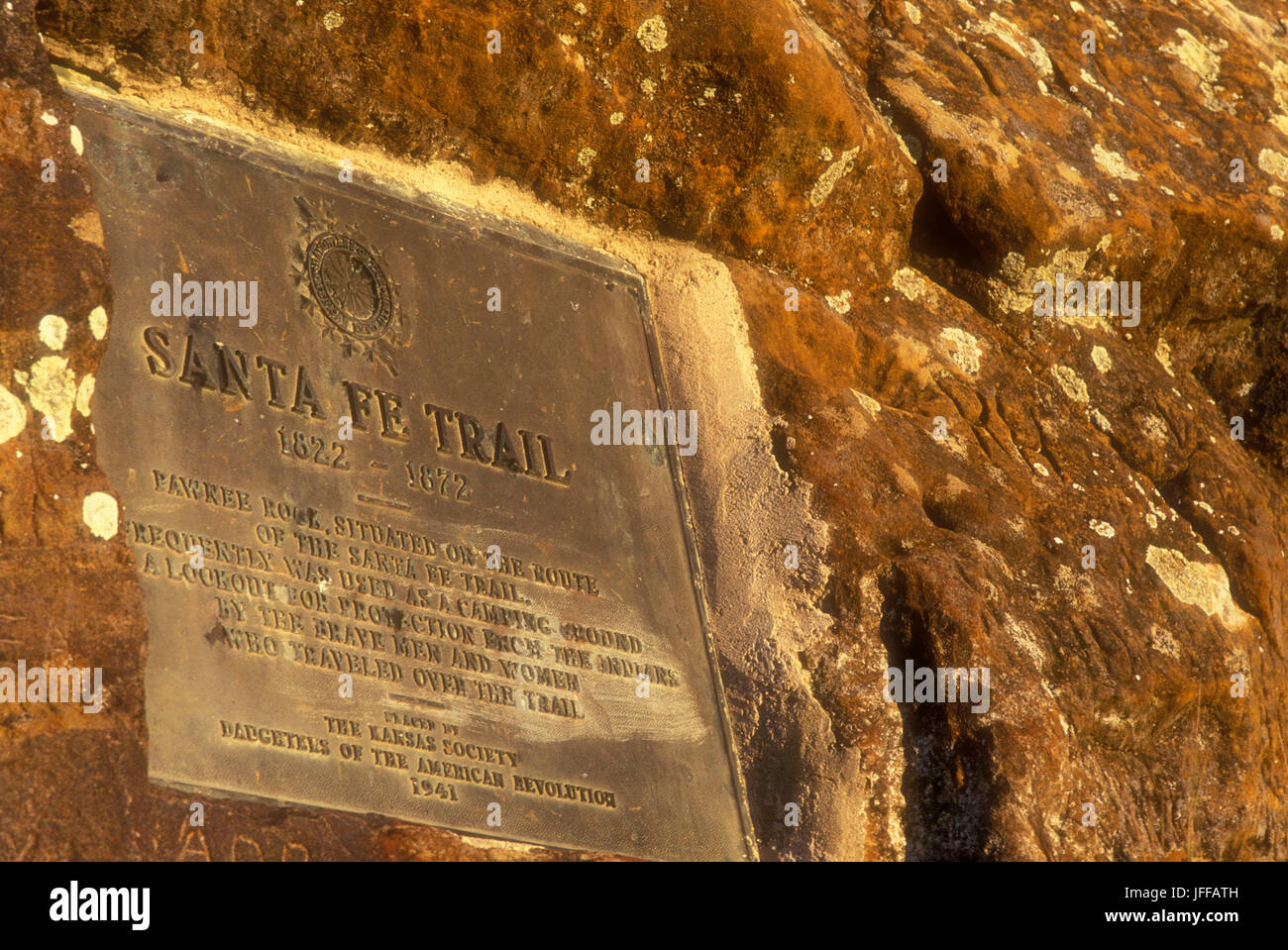 Santa Fe Trail marker, Pawnee Rock State Historic Site, Santa Fe Trail