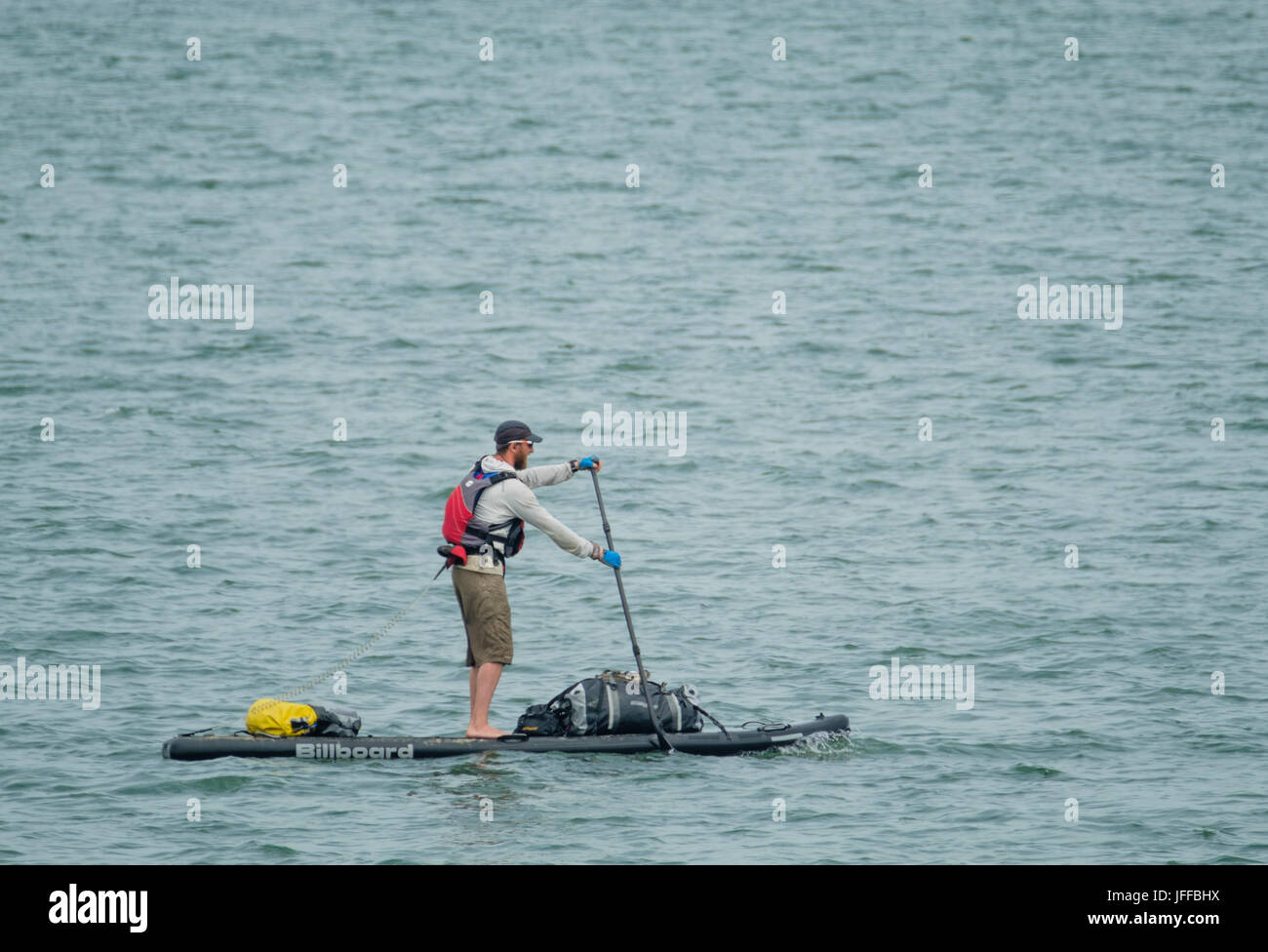 Long Distance Paddle Boarding Reculver Kent Coast Stock Photo Alamy