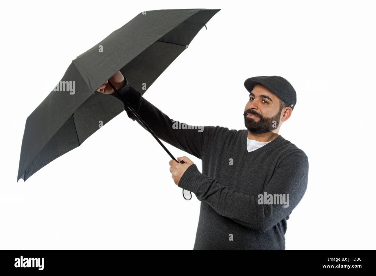 Man with umbrella Stock Photo - Alamy