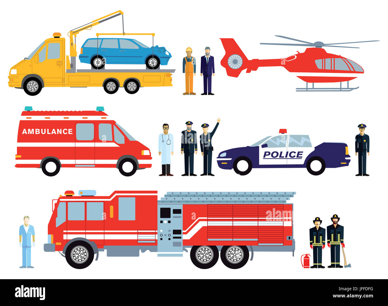 Fire brigade, police and rescue vehicle Stock Photo