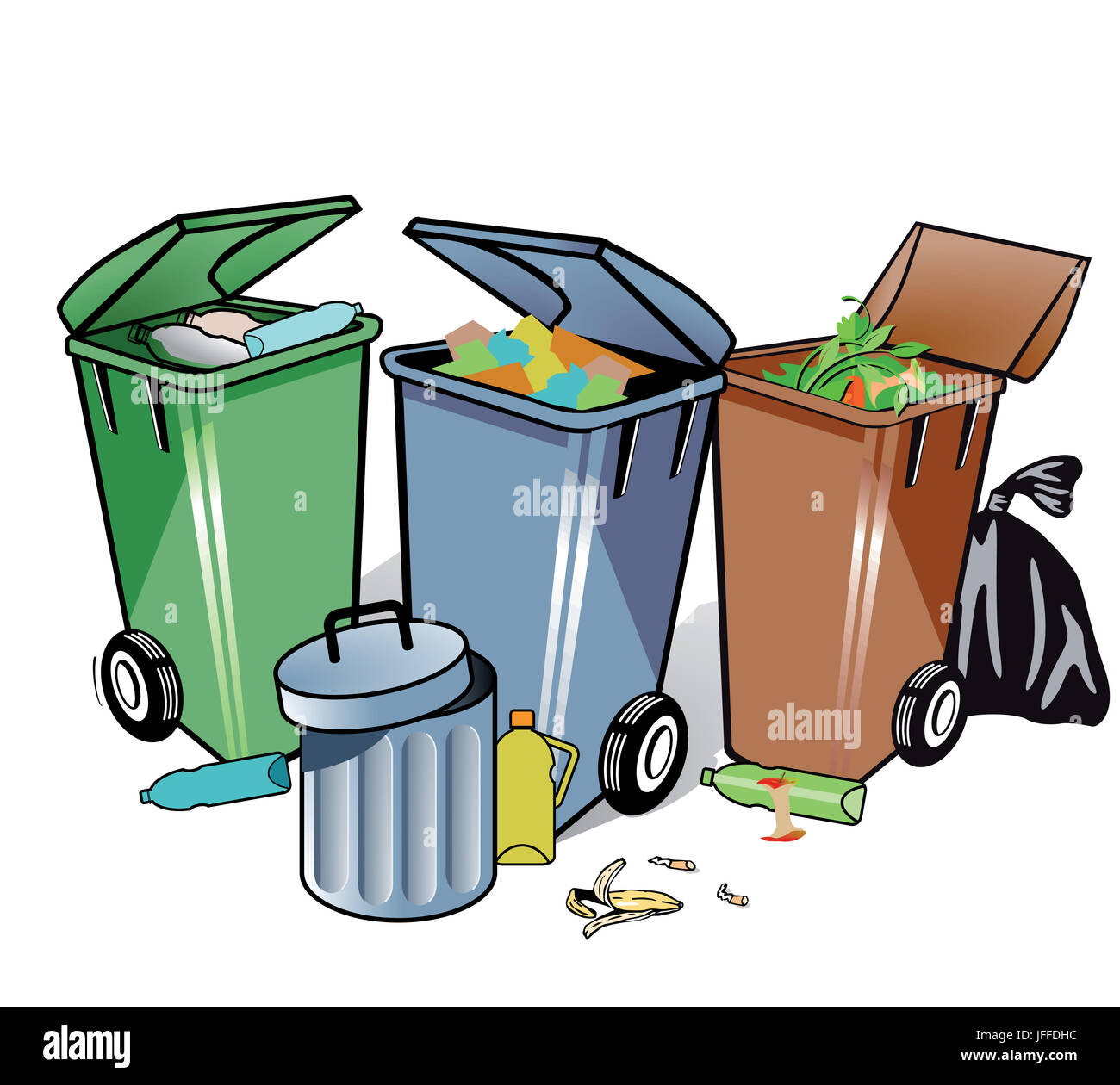 Trash Can and Garbage illustration Stock Photo