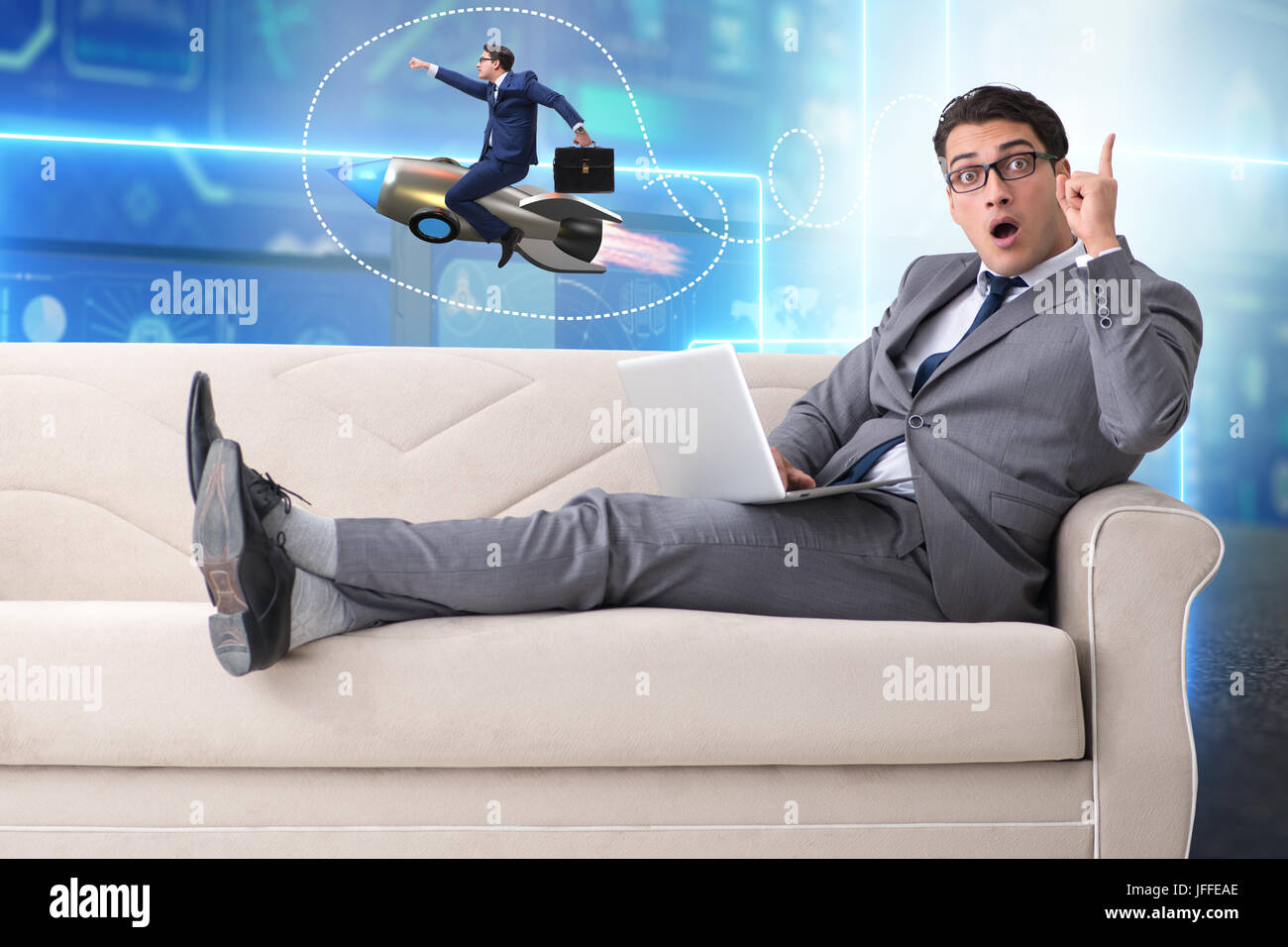 Businessman in start up business concept Stock Photo - Alamy