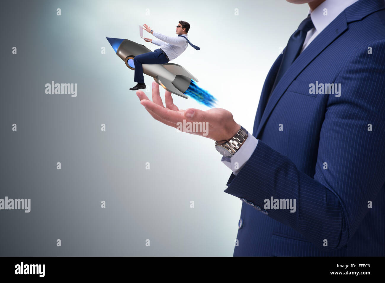 Businessman in start up business concept Stock Photo - Alamy