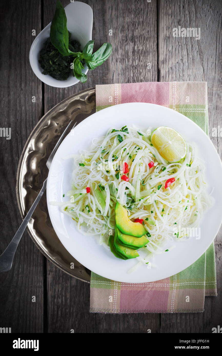 Spicy kohlrabi noodles Stock Photo Alamy