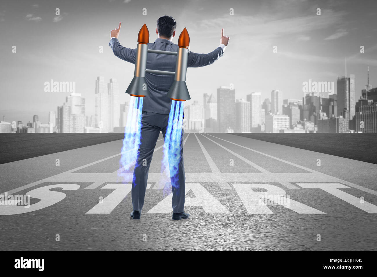 Businessman in start up business concept Stock Photo - Alamy