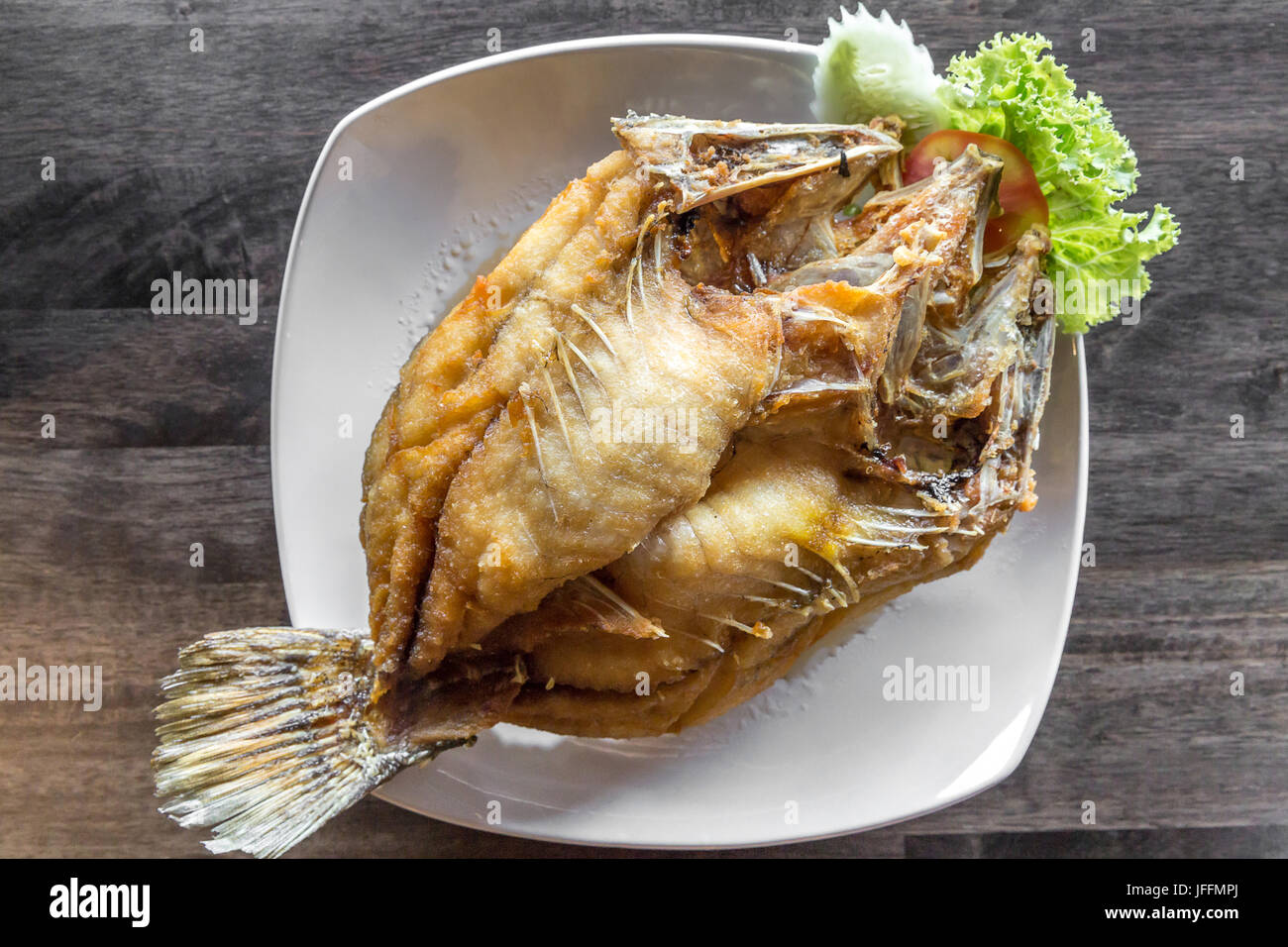 deep fried sea bass fish Stock Photo Alamy