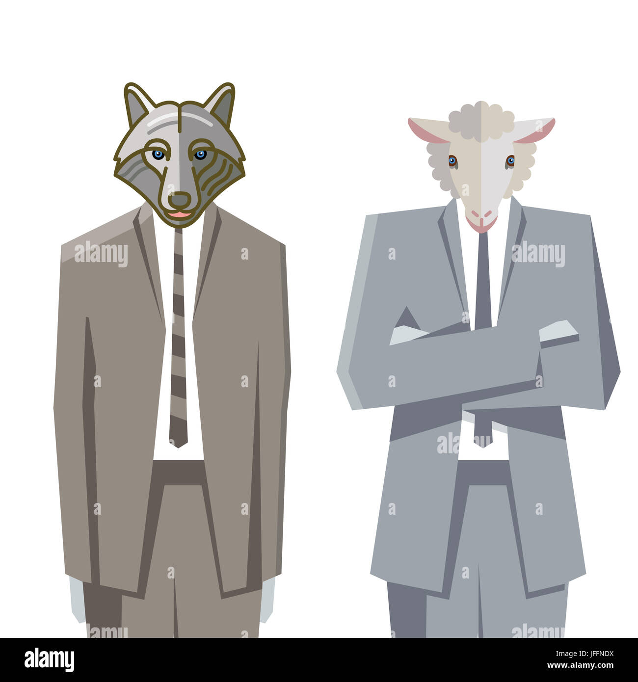 Wolf and sheep camouflage themselves Stock Photo