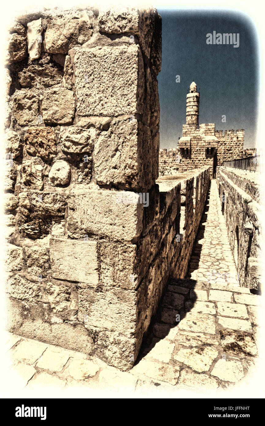 Walls Surrounding the Old City in Jerusalem Stock Photo