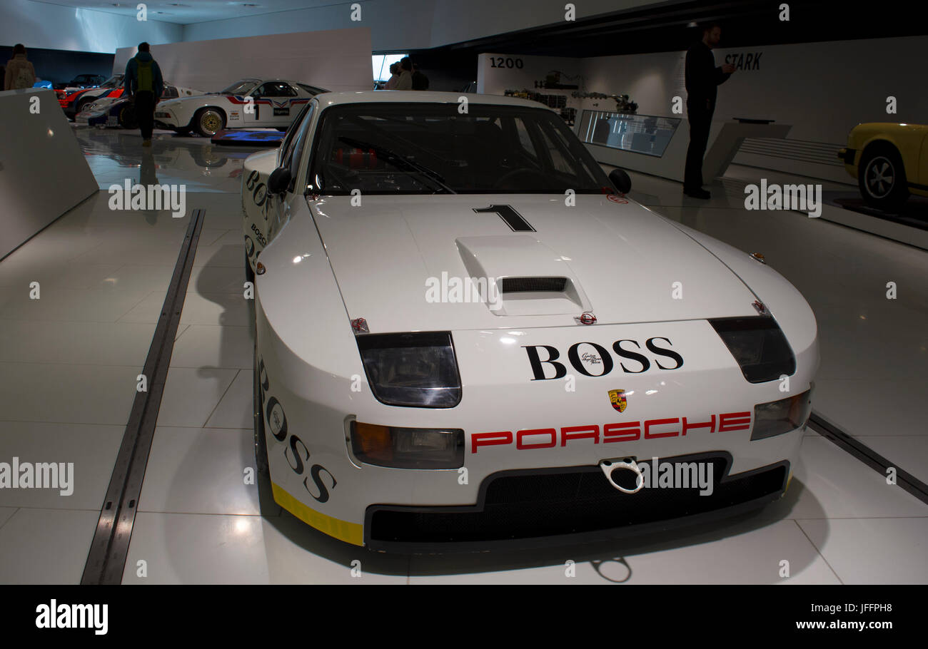 Stuttgart, Germany - February 12, 2016: Interior and exhibits of Porsche Museum Stock Photo