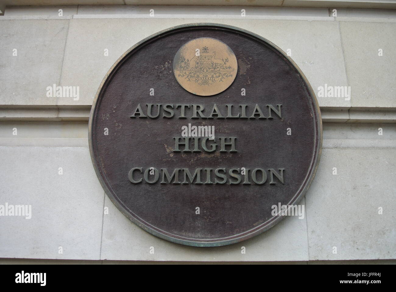 Plaque outside the Australian High Commission building, Australia House, Strand, London, England, UK Stock Photo