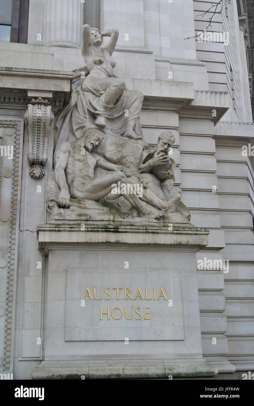 Statue outside the Australian High Commission building, Australia House, Strand, London, England, UK Stock Photo