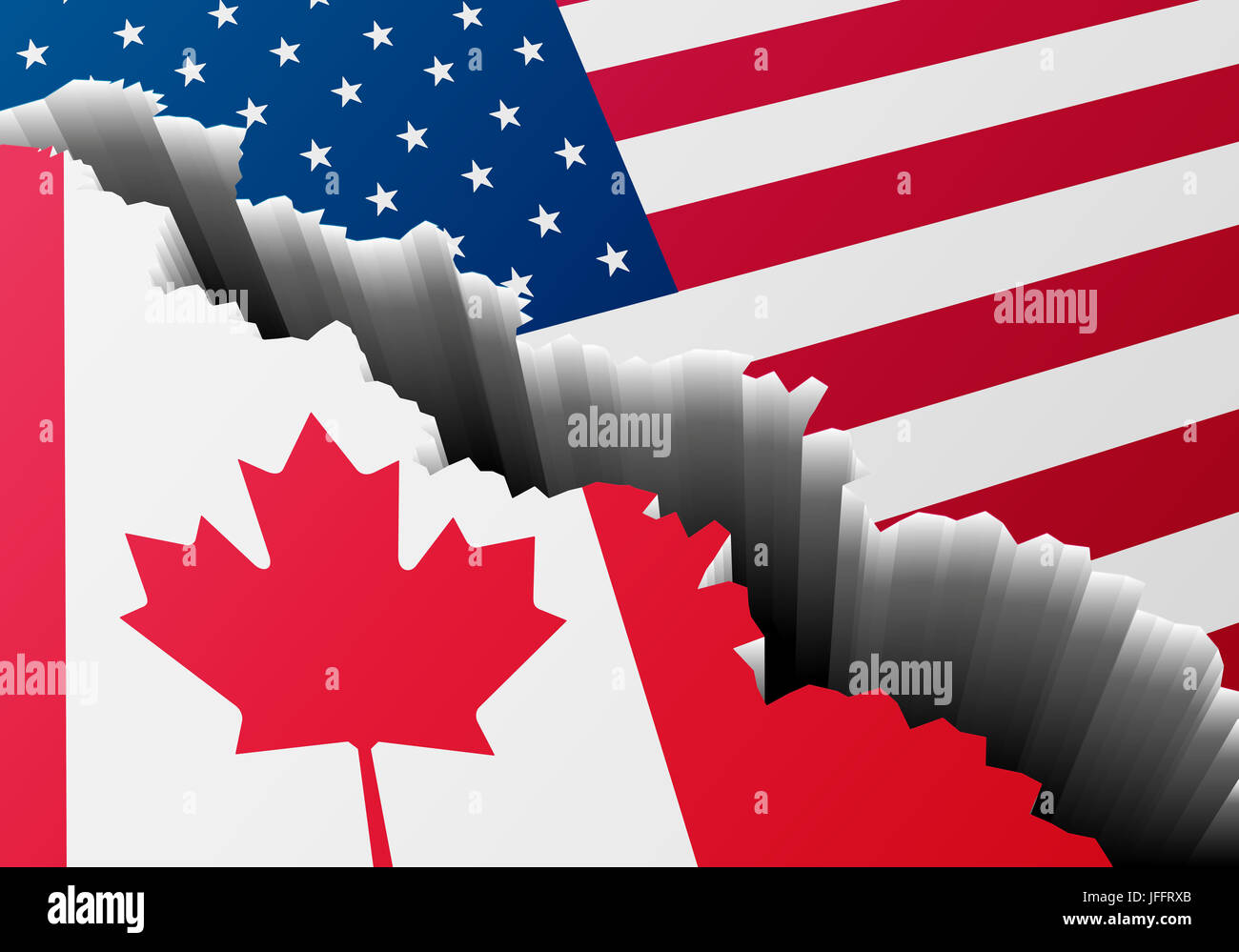 Deep Crack Canada USA Stock Photo