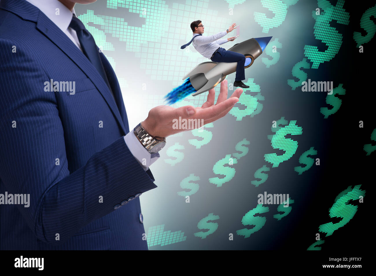 Businessman in start up business concept Stock Photo - Alamy
