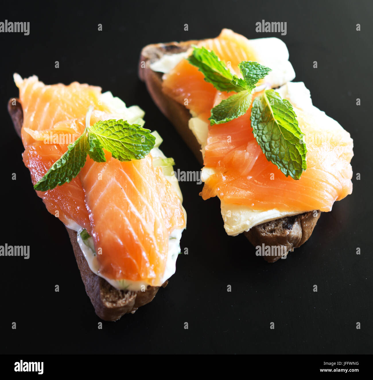 sandwiches with red fish Stock Photo