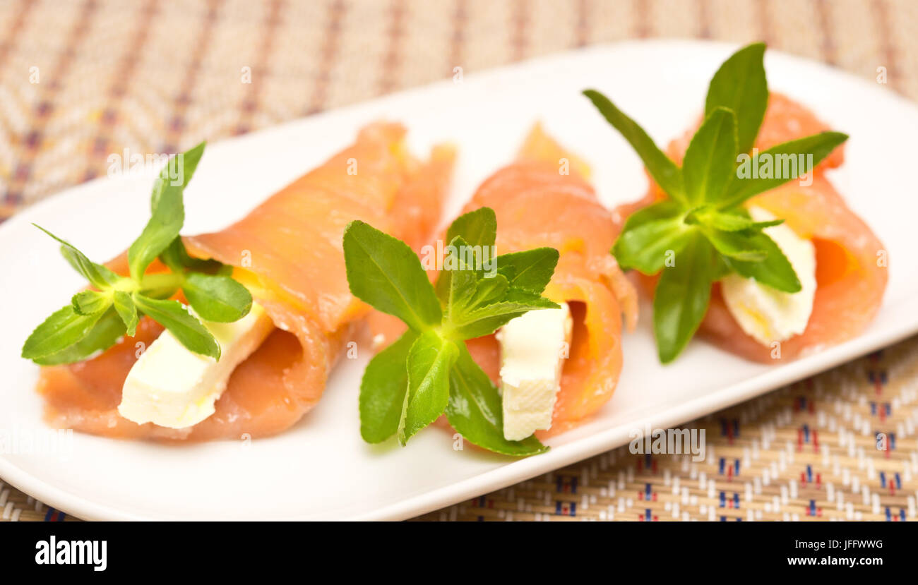 appetizers with red fish Stock Photo