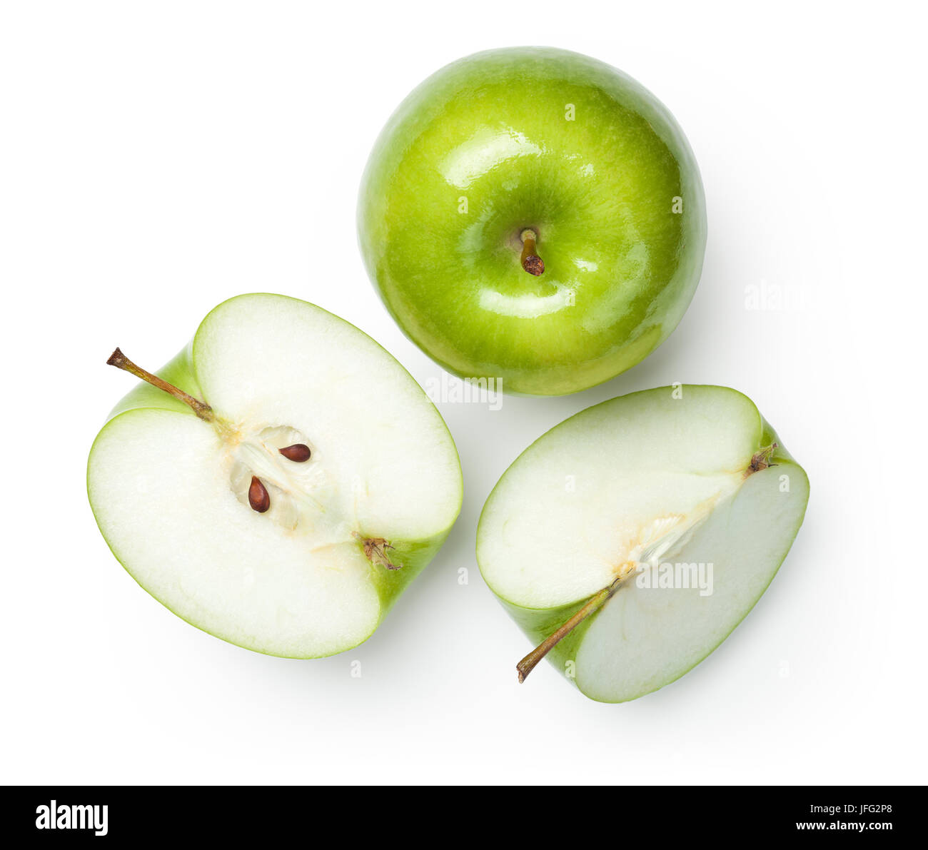 Granny Smith Apples on White Stock Photo