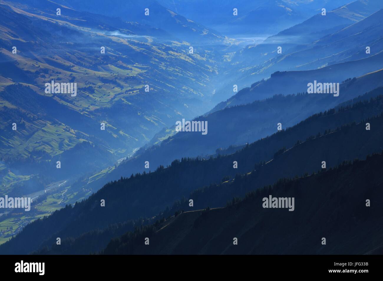 Mountain ridges in the Entschligental Stock Photo