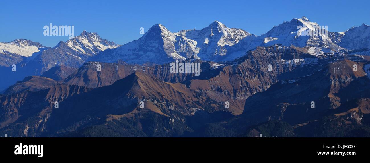 Mountain range Eiger, Monch and Jungfrau Stock Photo - Alamy