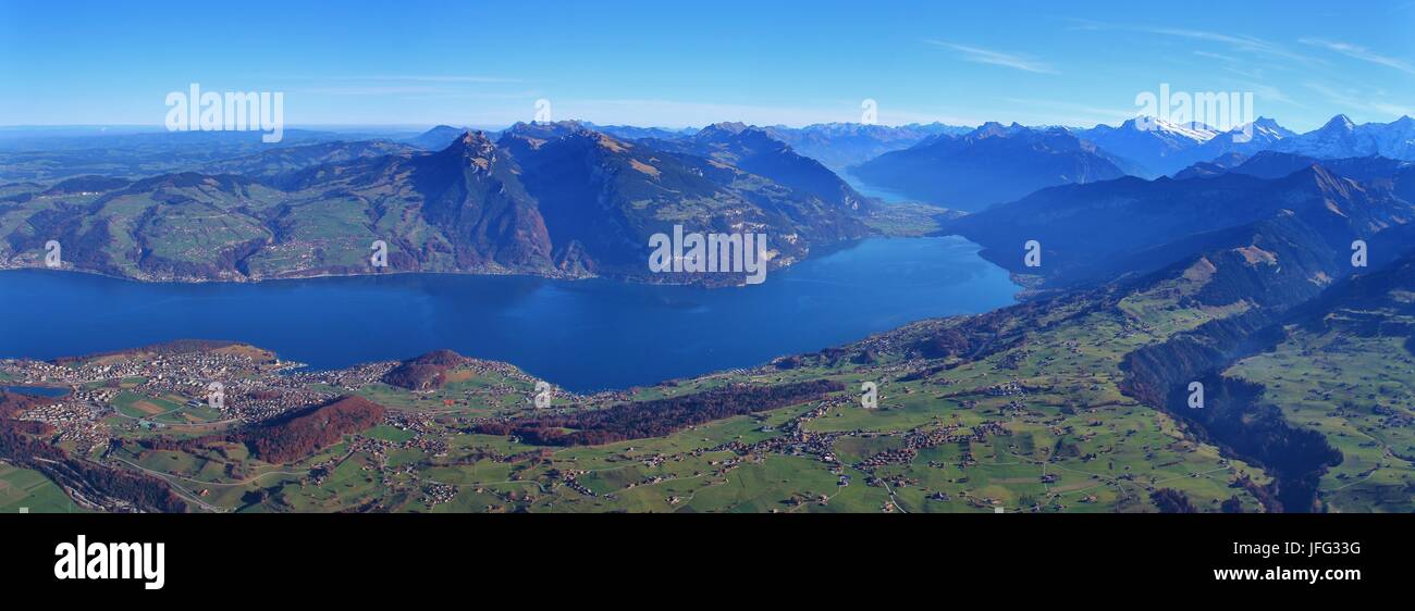 Lake Thunersee and mount Niederhorn Stock Photo