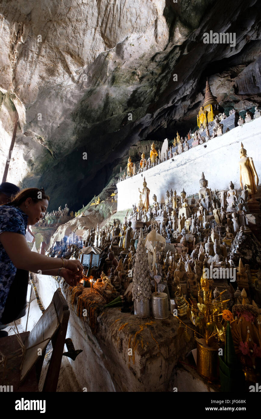 Pak Ou caves near Luang Prabang, Laos, Asia Stock Photo