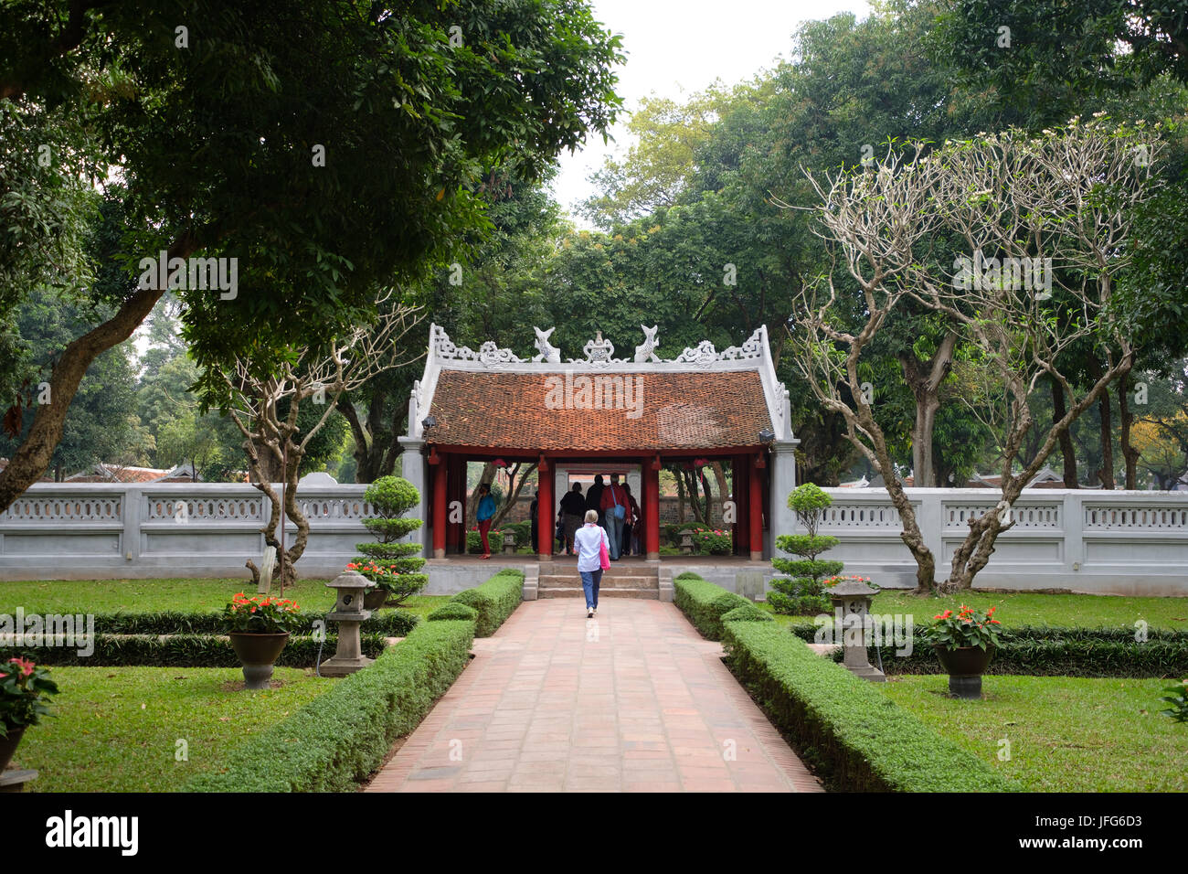 Great Portico to the Dai Trung at the Temple of Literature in Hanoi, Vietnam, Asia Stock Photo